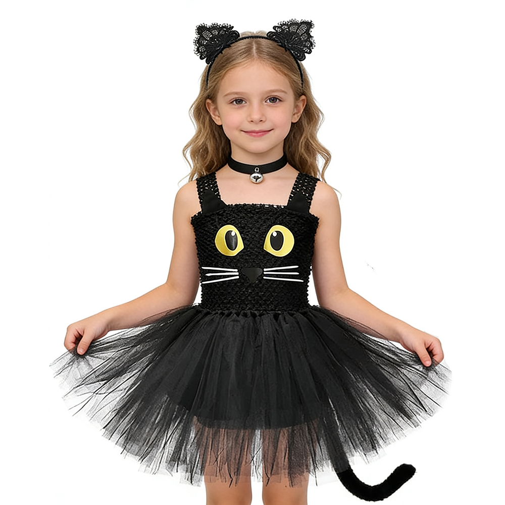 Anime Cosplay Black Girl - Girls Black Cat Tutu Dress Children