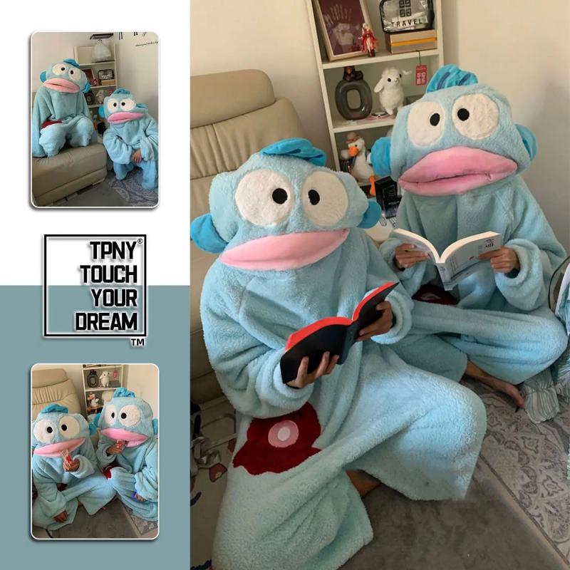Anime Cosplay Thick - Hangyodon Cute Fish Onesie Pajamas Thick