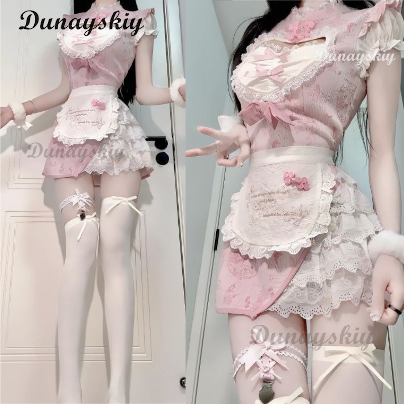 Anime Cosplay Event 2025 - 2025 New Pink Modern Cheongsam Maid