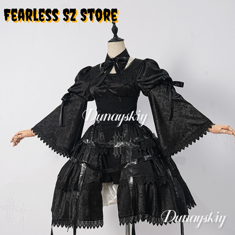 Girl Gothic Dress Halloween Ca - Anime Cosplay Black Girl recension och pris