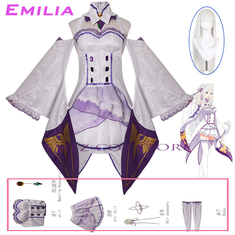 Emilia Cosplay Anime Re Zero K - Anime Cosplay Dresses recension och pris
