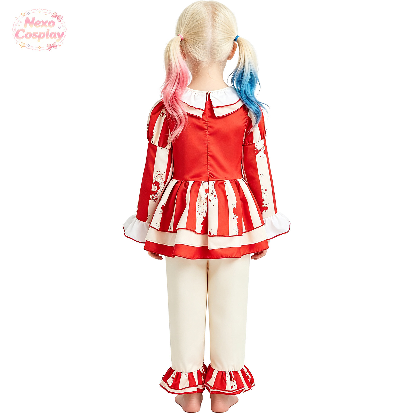 Kids Red White Striped Horror  - Anime Cosplay Kid recension och pris