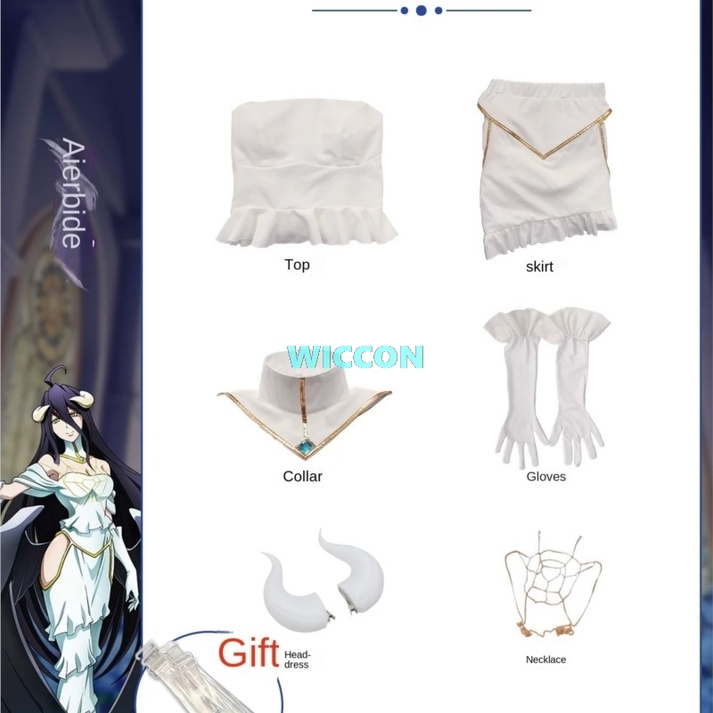 IN STOCK Albedo Costume Wig Wo - Anime Cosplay Albedo recension och pris
